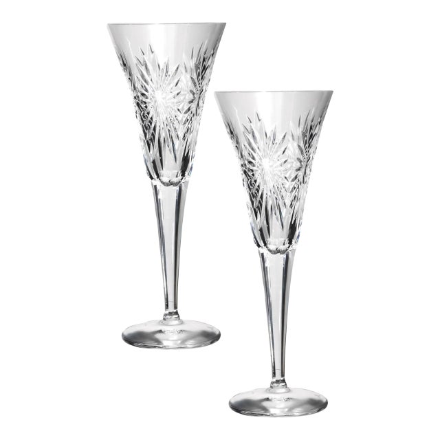 Late 20th Century Waterford 'Health' Champagne Flutes, a Pair For Sale