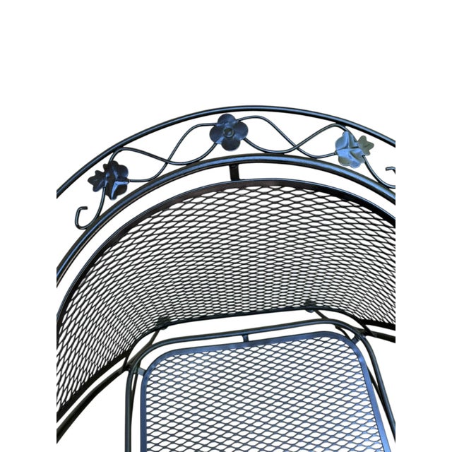 1960s Russell Woodard Restored Wrought Iron Indoor/Outdoor Patio Table With 4 Barrel Chairs For Sale - Image 5 of 11