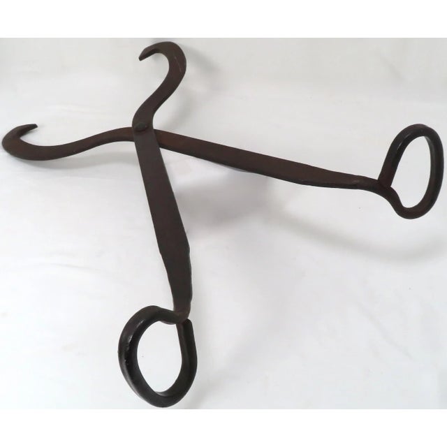 Rustic Large Antique Authentic Boston & Maine Railroad Wrought Iron Block Ice Tongs For Sale - Image 3 of 13