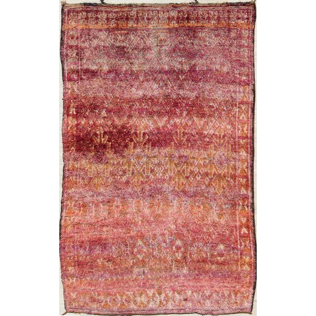 Tribal Design Vintage Moroccan Rug in Purple, Red, Orange, and Green For Sale - Image 13 of 13