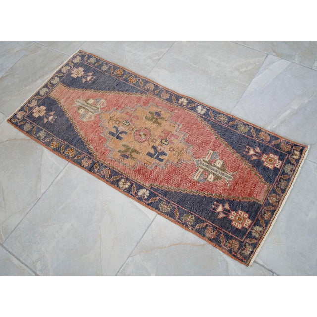 Terra Cotta 1970s Entryway Rug, Bath Mat, Kitchen Decor, Small Rug, Turkish Rug, Doormat 1'7" X 3'7" For Sale - Image 8 of 11