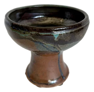 Vintage Signed Original Glazed Studio Pottery Footed Bowl