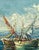 A fine French oil painting on canvas of a Mediterranean harbour scene, featuring a view of sailboats and a picturesque...