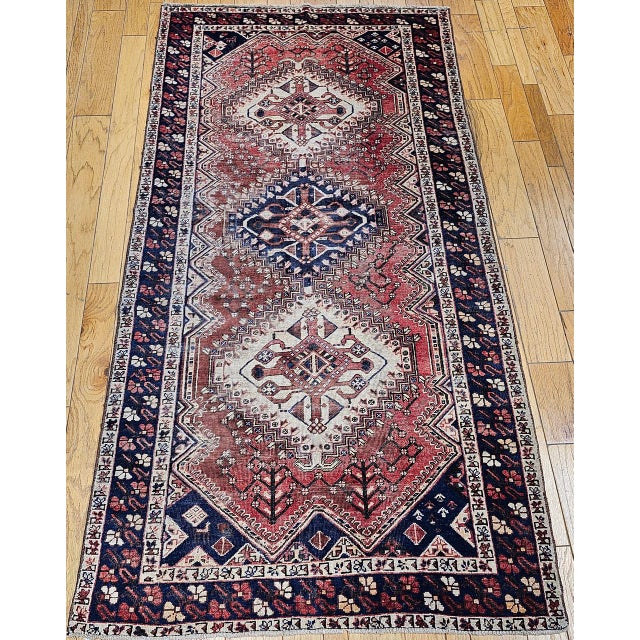 "This vintage Persian Shiraz tribal rug, hand-knotted by the Lori tribes of Southwestern Persia in the second quarter of...