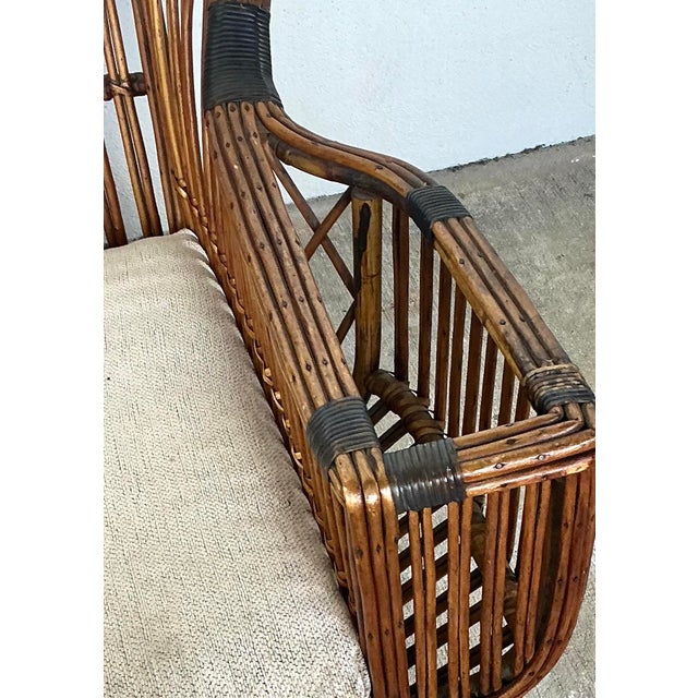 Brown Vintage Stick Rattan Sofa After Bielecky Brothers For Sale - Image 8 of 12