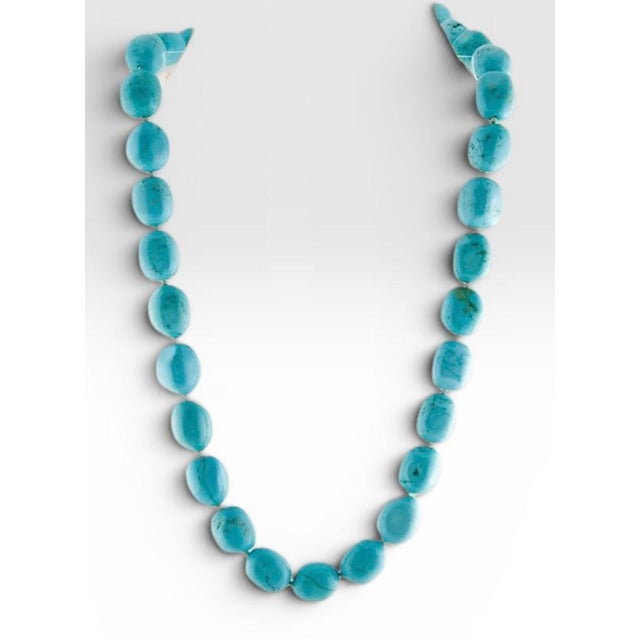 Art Deco 60s Kenneth Lane Necklace Turquoise Blue Stone Bead Jay KJL Vintage For Sale - Image 3 of 12