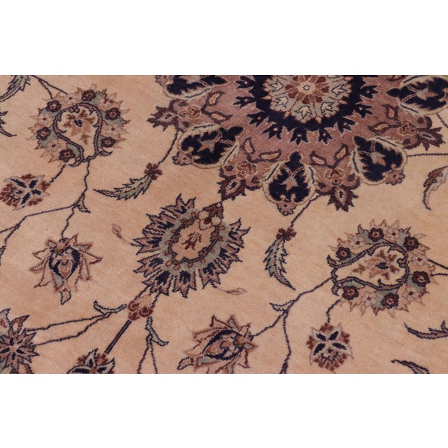 Shabby Chic 1990's Pak-Persian Tan/Blue Wool Rug - 8'0'' X 8'3'' For Sale In New York - Image 6 of 9