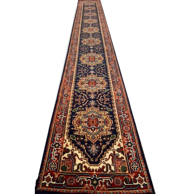 2020s 2020s Navy Blue Hand Knotted Serapi Runner For Sale - Image 5 of 6