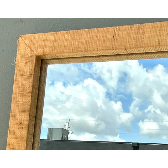Vintage Grasscloth and Wood Wall Mirror For Sale - Image 15 of 15