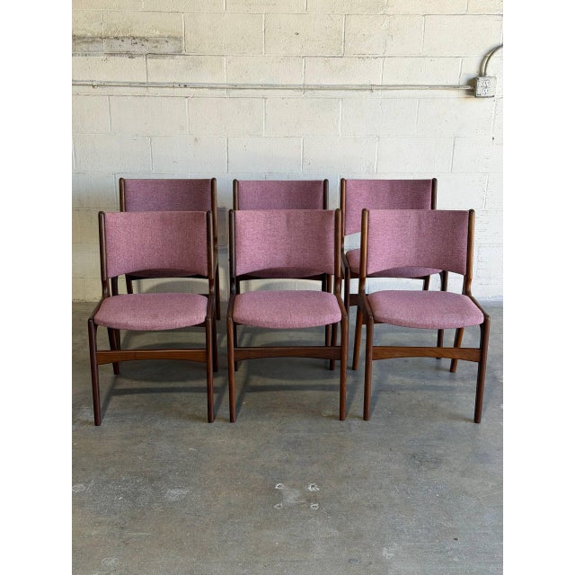 Rosewood Dining Chairs in Style of Erik Buch Upholstered Mid-Century Seating Set of 6 Denmark 1960s For Sale - Image 4 of 11