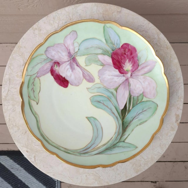 Art Nouveau Antique Art Nouveau Hand Painted Gold Gilt Platter For Sale - Image 3 of 12