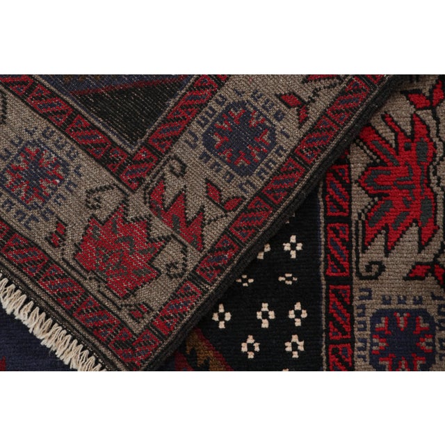 Textile Rug & Kilim’s Baluch Tribal Rug in Navy Blue With Chocolate Brown Medallions For Sale - Image 7 of 8
