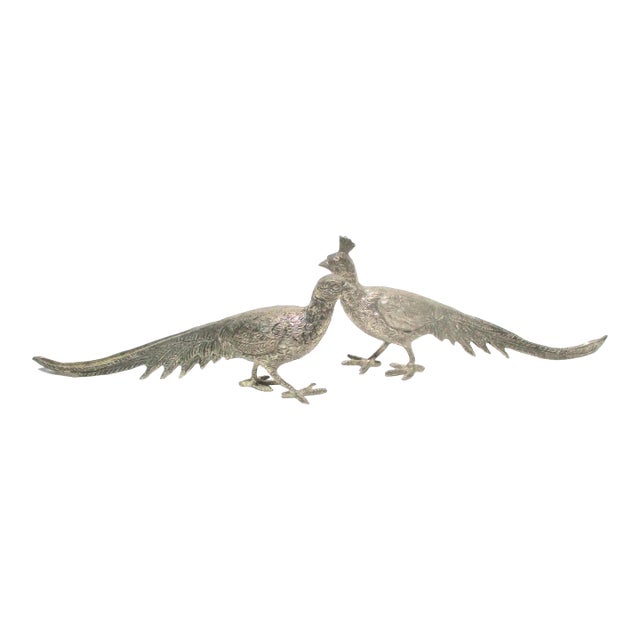Matching Pair of Silvered Bronze Pheasants - A Pair of 2 For Sale