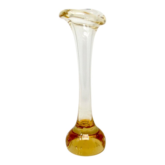 Amber Aseda Glasbruk Glass Bone Vase - 1960s For Sale