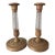 Antique French Empire Revival Gilt Brass & Cut Glass Candlesticks - A Pair For Sale