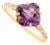 VRJewels 14k Yellow Gold Clover Amethyst Diamond Cocktail Ring Size 6 For Sale