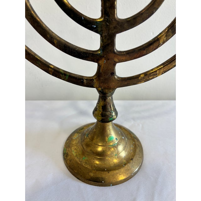 Vintage Brass Hanukkah Menorah With Nine Candle Holders For Sale In Oklahoma City - Image 6 of 15