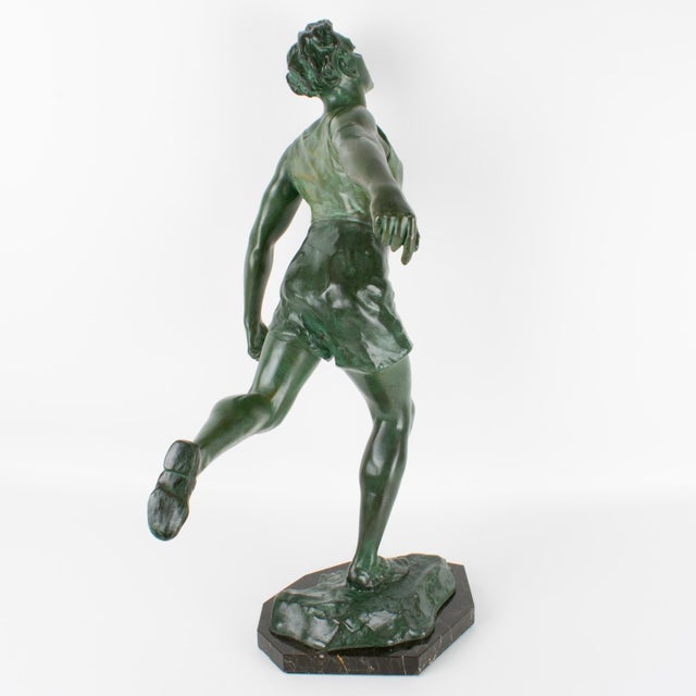 Charles Lemoyne Art Deco Bronze The Finish Runner Sports Sculpture, circa 1920 For Sale - Image 4 of 15