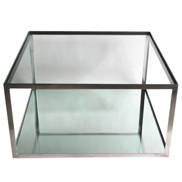 Two-Tier Aluminum Coffee Table For Sale