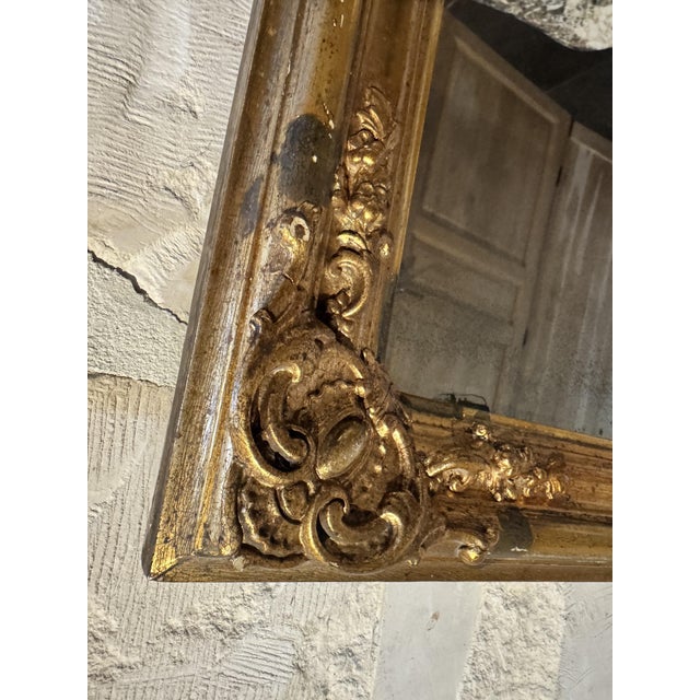 Antique German Gilded Wood and Stucco Rococo Revival Mirror with Original Mercury Glass, 1850 For Sale - Image 14 of 18
