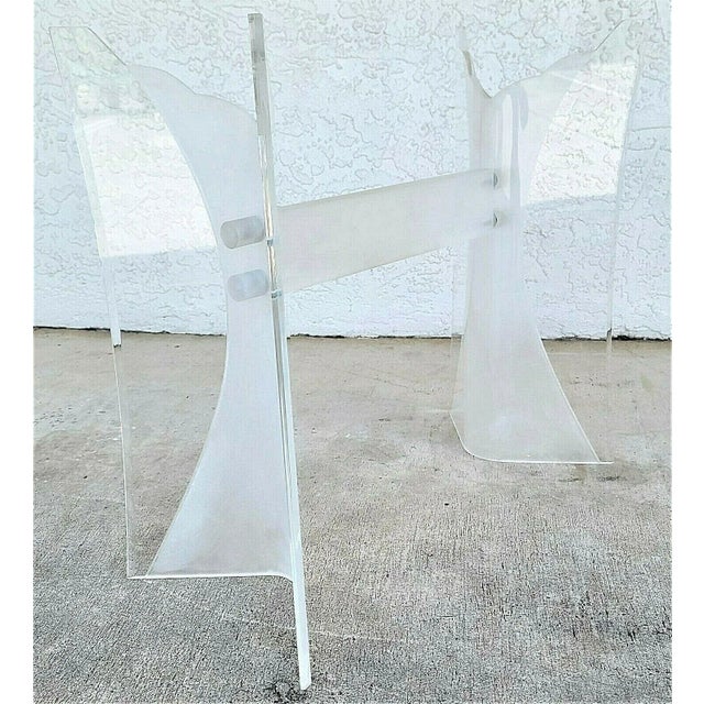 1970's Lucite Butterfly Wings Console Sofa Table Base For Sale - Image 4 of 7