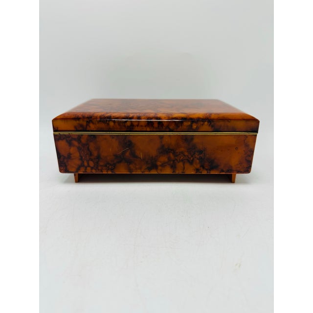 Contemporary Vintage Tortoise Shell Style Jewelry Box For Sale - Image 3 of 7