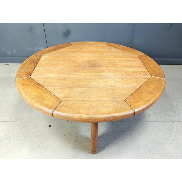Brown Danish Round Oak Coffee Table, 1960s For Sale - Image 8 of 9