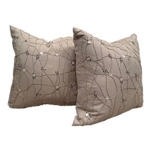 Pair of Decorative Pillows With Button and Cord Detail
