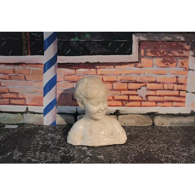 White Child's Bust, 20th Century, Marble For Sale - Image 8 of 9