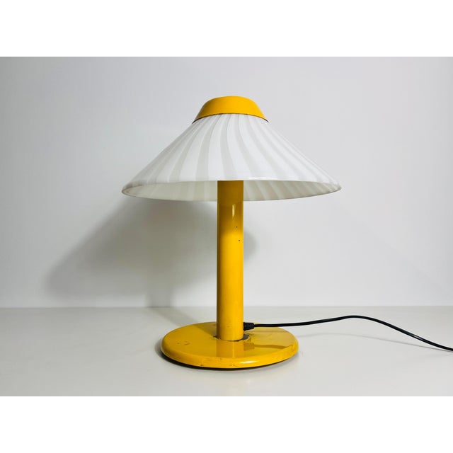 Yellow Heavy Yellow Metal and Glass Table Lamp, 1960s, Italy For Sale - Image 8 of 12