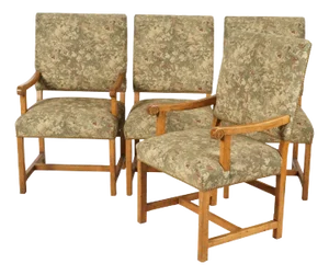 1980s Baroque-Style Dining Chairs Contemporary; Covered With Tapestry-Style Fabric- Set of 4