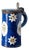 Antique Blue Floral Pewter-Mounted Beer Stein from Brussels Faience, 1800s For Sale