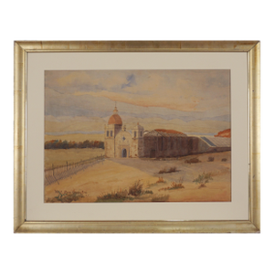 Early 20th Century Mission Carmel, California Watercolor. By Wallace Clinton Stratton