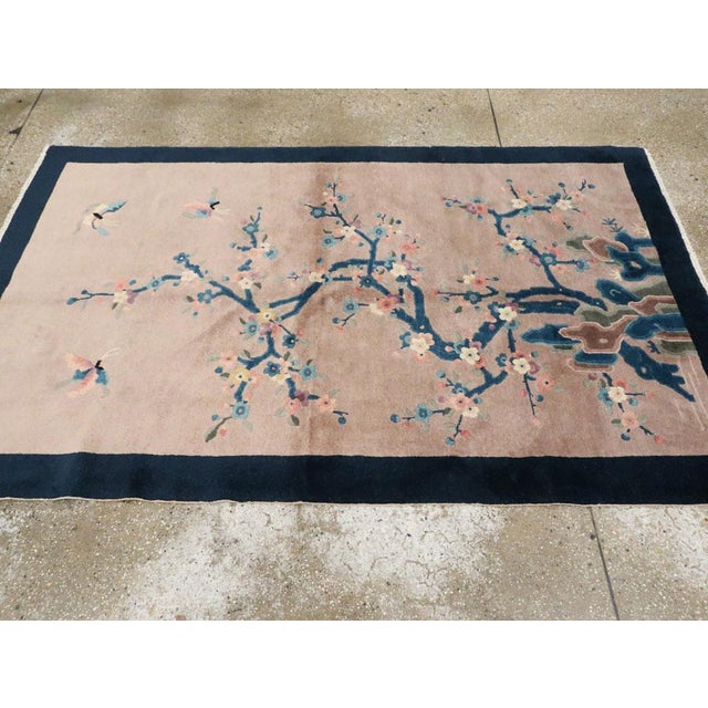 Mid 20th Century Galerie Shabab Collection Mid-20th Century Handmade Chinese Art Deco Accent Rug For Sale - Image 5 of 9