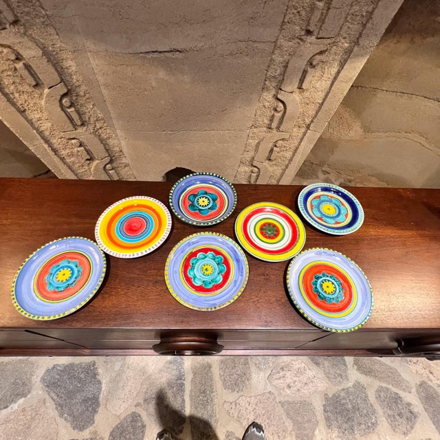 1960s Desimone Art Pottery Set Seven Assorted Plates Italy | Chairish