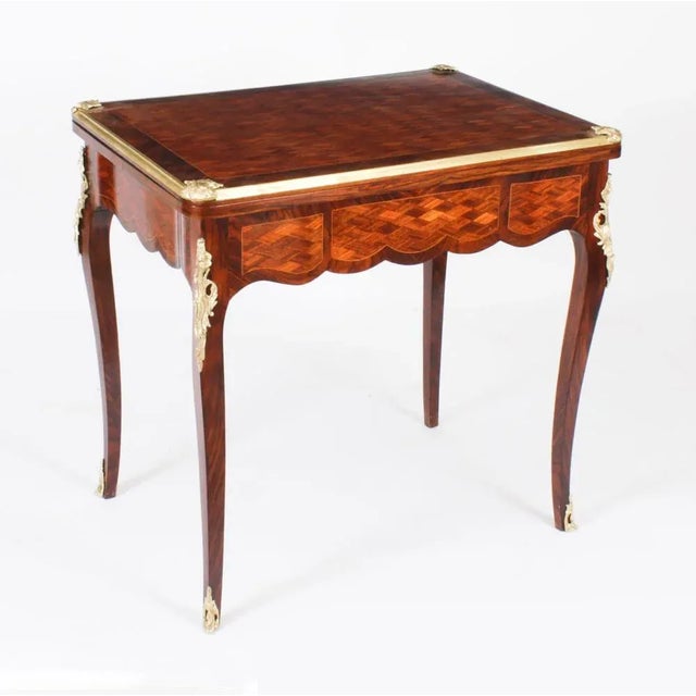 French Burr Walnut Parquetry Card Backgammon Table, 19th Century For Sale - Image 18 of 18