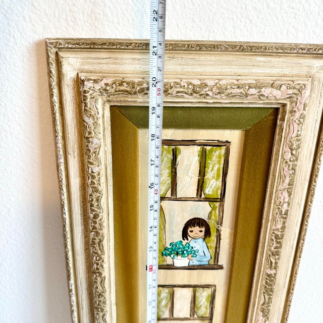 1960s Original Framed Painting of Children in Windows by Flavia Marie Weedn 1929-2015 For Sale - Image 9 of 12