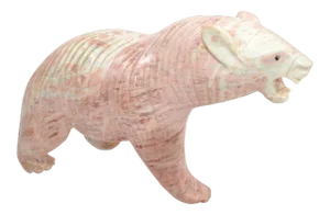 Mid-Century Modern Pale Pink Marble Polar Bear Sculpture, Animal Sculpture, 1970