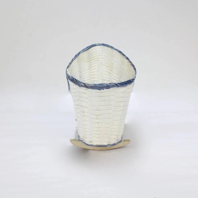 English Large Antique English Blue & White Staffordshire or Pearlware Cradle Figurine For Sale - Image 3 of 11