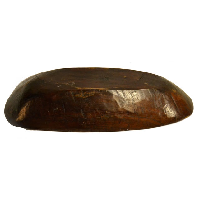 Vintage African Hand-Carved Wood Dark Brown Decorative Tribal Bowl Centerpiece For Sale - Image 10 of 12