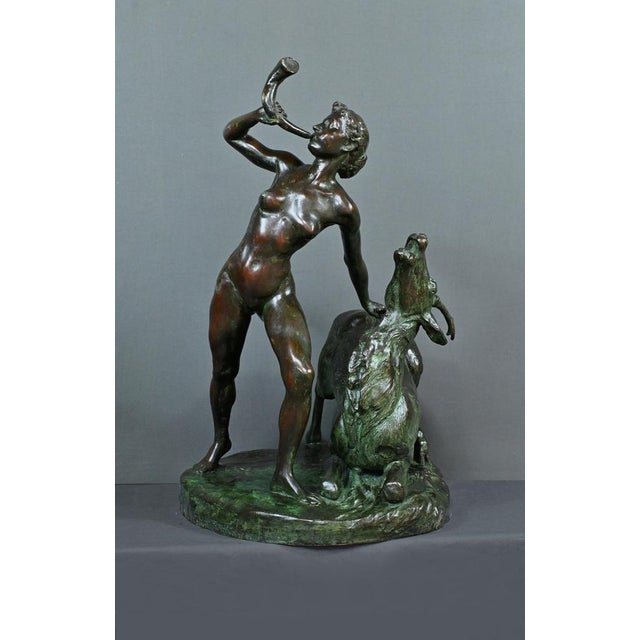 Metal J. Geleyn, Diana the Huntress, Early 20th Century, Large Bronze For Sale - Image 7 of 18