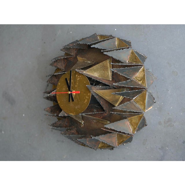 Metal Brutalist Metal Wall Clock by A.Becht, 1986 For Sale - Image 7 of 10