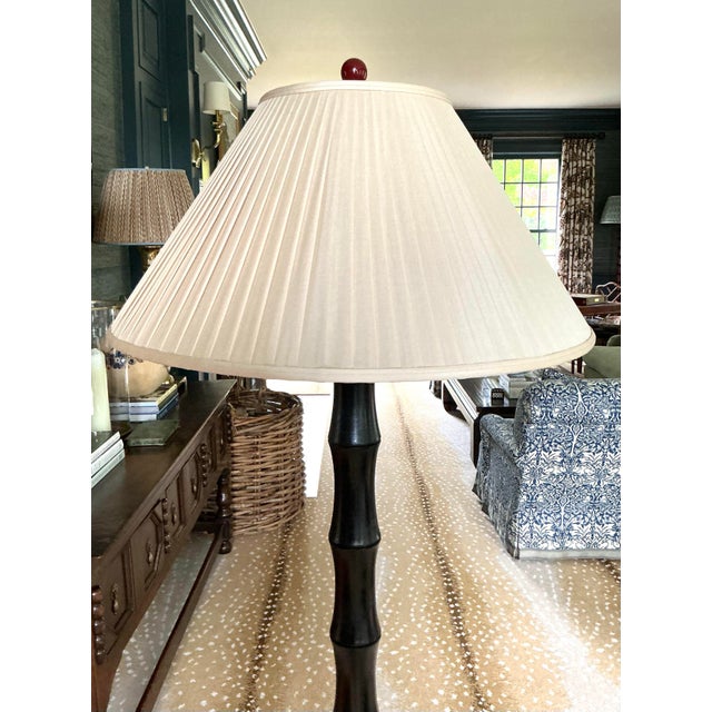Vintage Wood Floor Lamp With Bamboo Form and Black Finish For Sale - Image 9 of 11