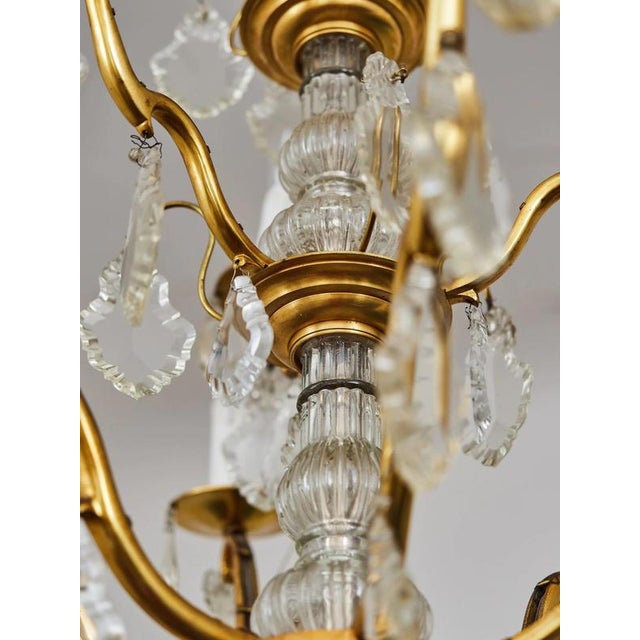 Metal Two-Story Chandelier with Crystal Trimmings For Sale - Image 7 of 10