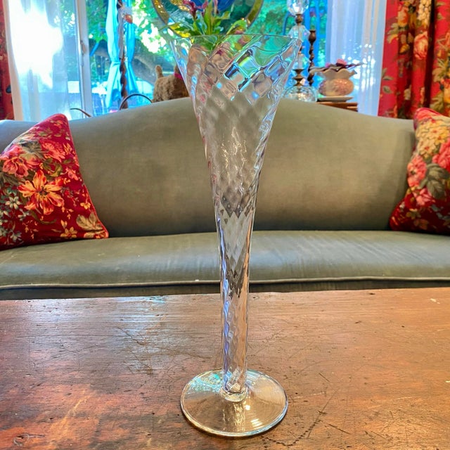 Glass Vintage Hollow Stem Blown Glass Romanian Tall Champagne Flutes - Set of 8 For Sale - Image 7 of 10