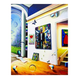 Ferjo, Homage to Basquiat, Huge Original Painting on Canvas, Signed, Surrealism, 60x48" For Sale