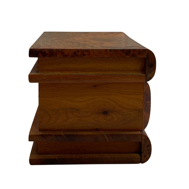 Vintage Burl Wood Puzzle Box With Hidden Lock and Key For Sale - Image 4 of 7