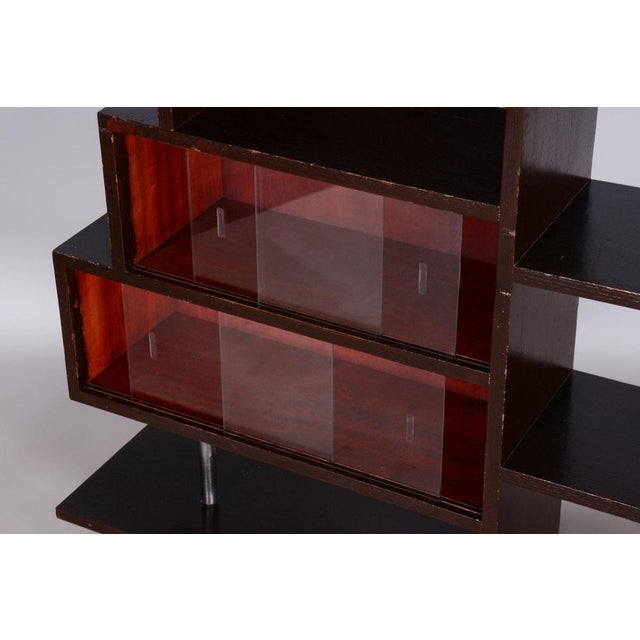 Glass Art Deco Étagère in Oak & Chromed Steel, 1930s For Sale - Image 7 of 10
