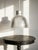Large industrial pendant light in prismatic glass, holophane type, by thorn, dated 1998, with a thick glass shade and...