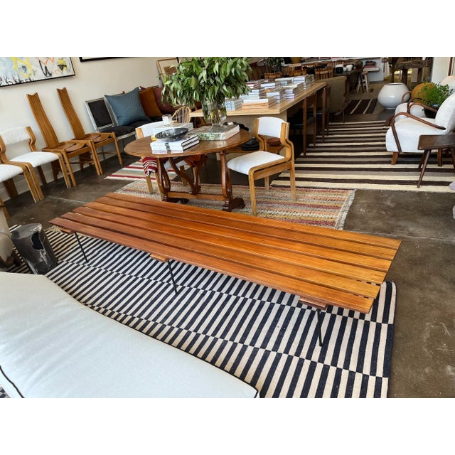 Mid 20th Century Mid-Century Teak Bench With Cushion For Sale - Image 9 of 12